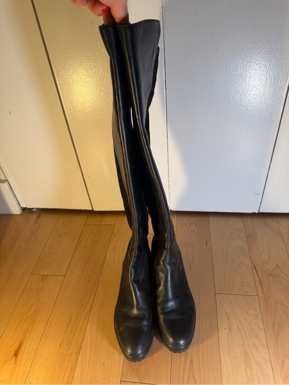 Stuart Weitzman City Over-the-Knee Black Leather Boots Size 10